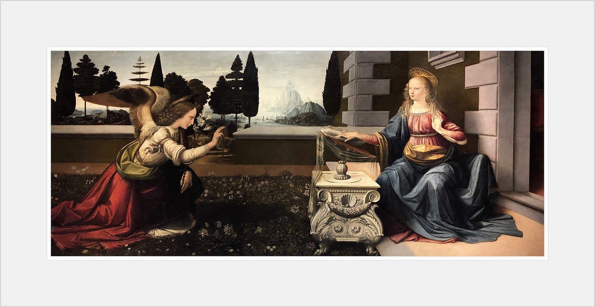Cuadro de un ángel visitando a una mujer