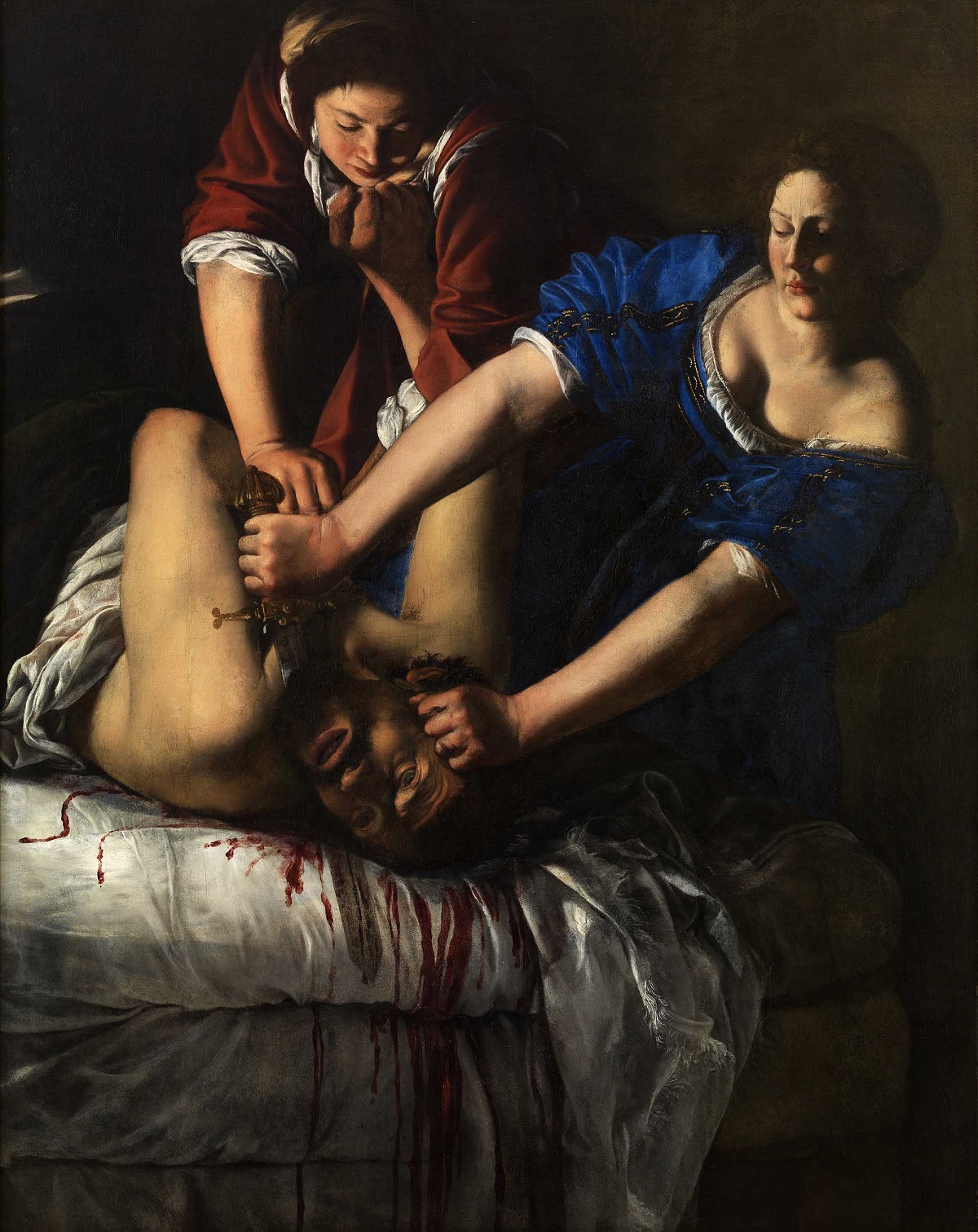Un jadeo muy oscuro de dos mujeres decapitando a un hombre