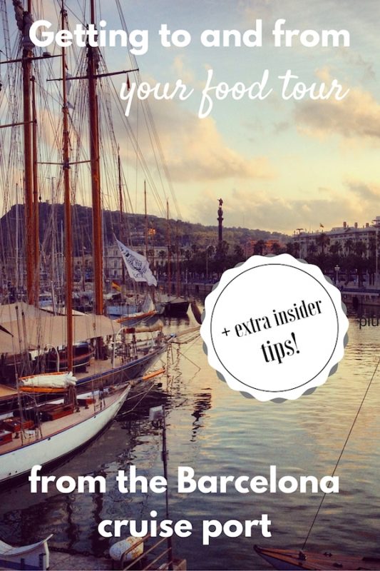 ¿Tu crucero va al puerto de cruceros de Barcelona? ¿Por qué no te unes a nosotros en el Devour Barcelona Food Tour mientras estás aquí? ¡La información que necesitas ya está preparada para hacer tu camino desde el puerto hasta el punto de encuentro de nuestro viaje!