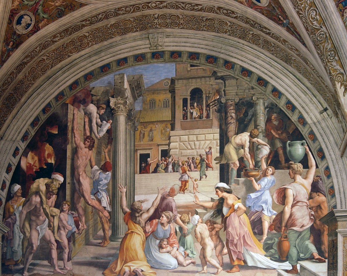 El tema general de las Estancias de Rafael representa la protección celestial de la Iglesia por parte de Cristo. 