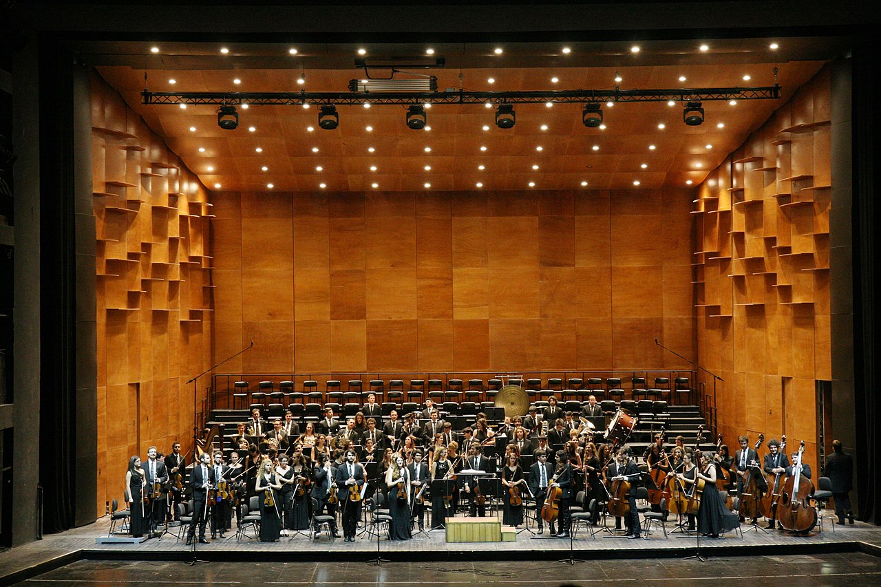orquesta en el escenario en el concierto