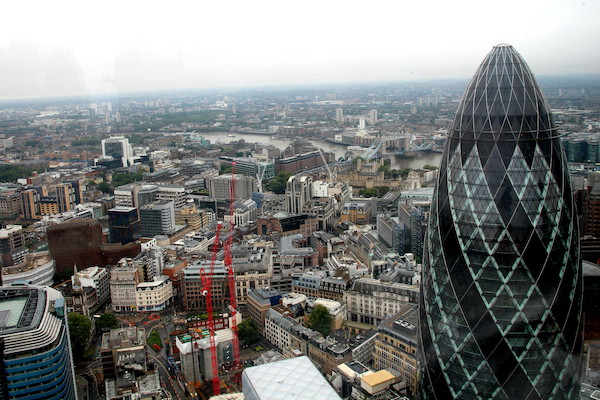 Una vista desde el café Duck and Waffle en Londres