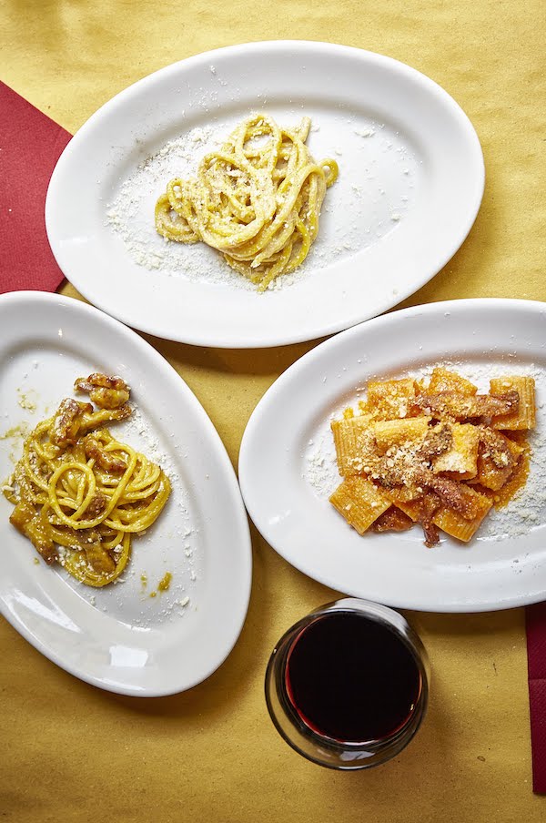 Carbonara, cacio e pepe y pastas amatriciana en Roma.