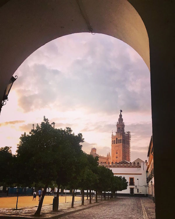 Vista de la torre de la Giralda desde el Patio de Banderas de Sevilla