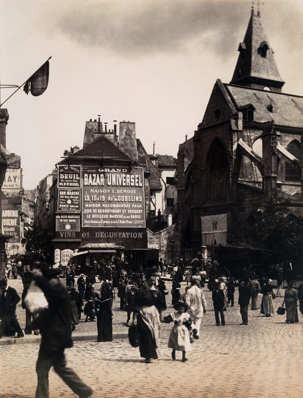 Fotografía antigua de la Rue Moufetard de París.